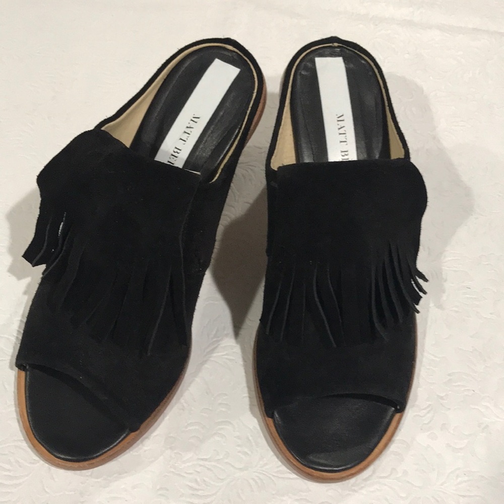 NWOT,Matt Bernson Black Suede Sandal, Size 6